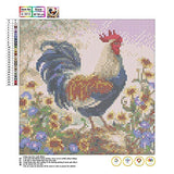 farawamu Diamond Painting, 30x30cm Rooster Animal Cross Stitch Craft DIY Mosaic Full Round Rhinestone Embroidery Painting for Home Wall Decor, Gift for Friends G-3012