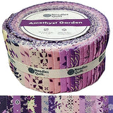 Needles Quilt Studio - 2.5" Precut 40 Fabric Strip Bundle (Amethyst Garden) | Cotton Strips Bundles for Quilting - Jelly Rolls for Quilting Assortment Fabrics Quilters & Sewing - Precuts Cloth Quilts