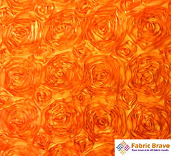 Orange 54-Inch Wide Premium Satin Rosette Ribbon Fabric By the Yard.