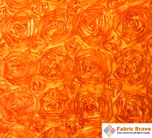 Orange 54-Inch Wide Premium Satin Rosette Ribbon Fabric By the Yard.