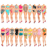 Miunana Lot 12 Pcs Handmade Doll Clothes and Accessories Set for Ken and 11.5 Inch Dolls| Random 3pcs Swim Trunks for Ken + 5 pcs Swimsuits for Girl Doll + 1 Surf Skateboard + 2 Lifebuoys