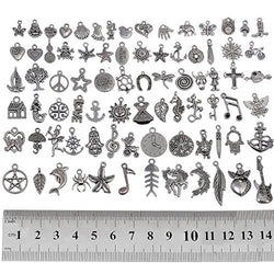 RUBYCA 160Pcs Assorted Mixed Silver Charms Pendants for Bracelets Jewelry Making Crafting Supplies,