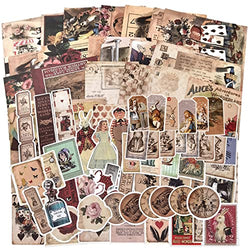 Limmoz Alice Vintage Scrapbook Supplier, Decorative Rabbits Retro Stickers, Antique Paper for DIY Junk Journal Collage Arts Crafts Album Postcard Gift Wrapping Notebook Diary Handmade Tags