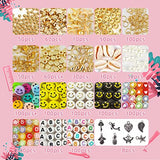 6000 Pcs Clay Beads for Jewelry Making, 24 Colors Flat Polymer Heisi Beads with Smiley Face and Complete Alphabet Beads Kit for Bracelets Making (24 Color)