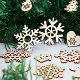 N&T NIETING 50pcs Snowflake + 50pcs DIY Unfinished Wooden Cutouts Christmas Ornaments for Kids Tree