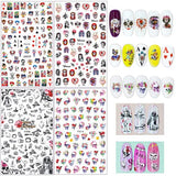 1500+ Patterns Halloween Nail Art Sticker Decals, Kalolary Self-Adhesive Nail Sticker Decals Nail Art Decorations for Halloween Pumpkin/Bat/Ghost/Witch/Joker/Skull/Spider/Devil/Vampires(12 Sheets)