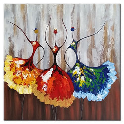 Wieco Art Ballet Dancers Abstract People Oil Paintings on Canvas Wall Art for Living Room Bedroom Home Decorations Modern Decorative Colorful 100% Hand Painted Stretched Contemporary Artwork 24x24