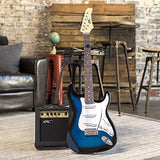 Best Choice Products 39in Full Size Beginner Electric Guitar Starter Kit with Case, Strap, 10W Amp, Strings, Pick, Tremolo Bar (Blue)