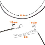 EuTengHao 120Pcs Black Waxed Necklace Cord with Lobster Clasp Bulk for Bracelet Making Necklaces Jewelry Making Supplies Accessories (20 inches Long and 1.5mm Width)