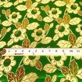 Metallic Daisy Floral Brocade Fabric 60" Sold By the Yard in Many Colors (Kelly Green / Gold)