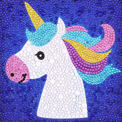 Piero Lusso Easy Diamond Painting Kits for Kids Full Drill by Number Rhinestone with Wooden Frame Pictures Arts Craft for Home Wall Decor Gift The Unicorn 6X6 Inches