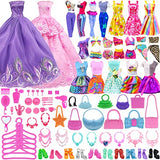 ZITA ELEMENT 11.5 Inch Girl Doll Closet Wardrobe Set 102 Pcs Clothes and Accessories Including Wardrobe Shoes Rack Suitcase Clothes Dresses Swimsuits Shoes Hangers Necklace Bags and Other Accessories