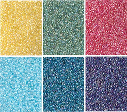 Color Lined Crystal AB Colors - 6 Color Mix Miyuki Round Rocaille Seed Beads Size 11/0, Each in 2",