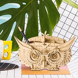 Rolife 3D Wooden Puzzle Creative Owl Box Wood Pen Pencil Container Holder Wooden Craft Kits Brain Teaser 3D Wood Puzzle for Kids Adults Best Birthday Gifts