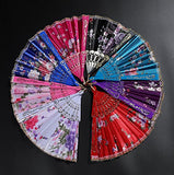 BABEYOND 8pcs Floral Folding Hand Fan Vintage Handheld Lace Folding Fan with Different Flower