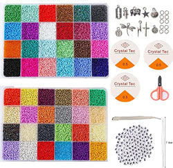 38000pcs 2mm Glass Seed Beads for Jewelry Making Kit, 250pcs Alphabet Letter Beads, Tiny Set Bracelets Charms Pendants DIY Art Craft Kit Girls Multiple colors