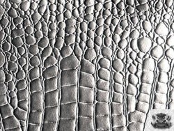 Vinyl Crocodile SILVER Fake Leather Upholstery Fabric By the Yard