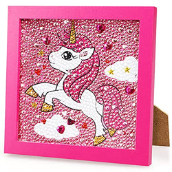 TOY Life 5D Diamond Painting for Kids with Wooden Frame - Diamond Arts and Crafts for Kids Ages 6 - 8 - 10 - 12 - Gem Painting Kit - Unicorn Diamond Painting Kits for Kids, Boys, Girls (Unicorn)