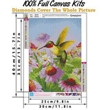 5D Diamond Painting Kits for Adults Kids,Round Diamond Full Drill Craft Embroidery Cross Stitch Arts Gem Rhinestone Pictures for Home Wall Decor Gift Bird Flower 11.8x15.7in
