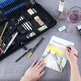 SHYOSUCCE 83pcs Colored Pencils and Sketching Pencils Set with Drawing Tool in Organized Pencil Case, Portable Drawing Pencils for Children, Adults and Artists
