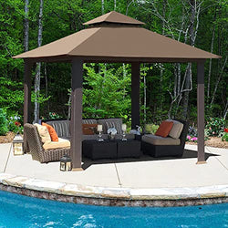 EliteShade USA 12x12 feet Sunbrella Titan Patio Outdoor Garden Backyard Gazebo with Ventilation and 5 Years Non-Fading,Cocoa