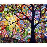 MXJSUA DIY 5D Diamond Painting by Number Kits Full Drill Rhinestone Pictures Arts Craft for Home Wall Decor,Geometric Colored Tree 12x16 inches