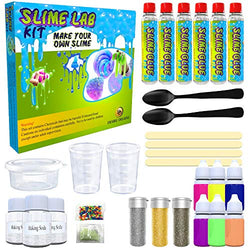 Desire Deluxe Slime Making Kit DIY Factory Complete Games Set Toys Science for Kids Age 4 5 6 7 8 9 Year Old Slime Lab Activator Ingredient Educational Learning Activity Toy for Boys and Girls Present