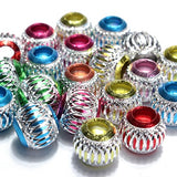 WD Jewelry Mixed Color Hollow Carved Aluminium Spacer Beads Big Hole Loose Beads DIY - (Diameter: