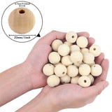 BigOtters Wood Craft Beads, 65PCS 25mm (1 Inch) Natural Unfinished Wood Spacer Beads Rustic Country Beads Round Ball Wooden Loose Beads for Crafts DIY Jewelry Making Home Favor Holiday Decor