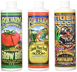 Fox Farm Liquid Nutrient Trio Soil Formula  - Big Bloom, Grow Big, Tiger Bloom Pint Size (Pack of 3)