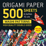 Origami Paper 500 sheets Japanese Washi Patterns 6" (15 cm): High-Quality, Double-Sided Origami Sheets with 12 Different Designs (Instructions for 6 Projects Included)