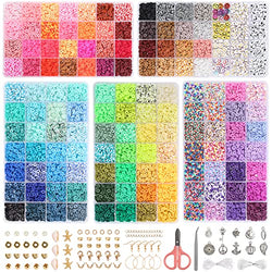 QUEFE 16860pcs, 128 Colors Clay Beads for Bracelet Making Kit Flat Round Polymer Clay Heishi Spacer Beads for DIY Crafts Necklace Jewelry Making Gifts