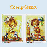 Stalente DIY 5D Diamond Painting Kits for Adults 2 Pack Full Round Drill Picture Craft Home Wall Decor Little Boy and Girl Prayer 13.7x17.7in