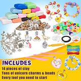 YOFUN Make Your Own Unicorn Clay Jewelry - Unicorn Craft Kits for Girls, Jewelry Making Kits for Children, Arts and Crafts for Kids Ages 8-12 and Up, Makes Tons of Unicorn Bracelets and Necklaces