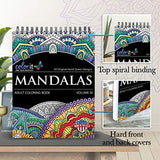 ColorIt Mandalas to Color Volume IV Coloring Book for Adults Relaxation, 50 Single-Sided Designs, Thick Smooth Paper, Spiral Binding, USA Printed, Lay Flat Hardback Book Covers, Ink Blotter Paper