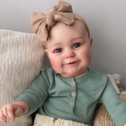 Pinky Reborn Baby Doll Girls,20 Inch Smiling Newborn Silicone Baby Reborn Toddler Doll Hand Drawn Veins Baby Doll Toy Accessories Gift for Collection & Kids Age 3+…