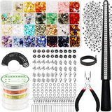 IRmm Ring Making Kit with Crystals, 1950Pcs Jewelry Making Kit with 28 Colors Crystal Gemstone Chip Beads, Letter Beads, Jewelry Wire, Pliers and Other Jewelry Ring Making Supplies