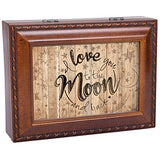 Love You to The Moon and Back Woodgrain Keepsake Music Box Plays What a Wonderful World