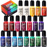Alcohol Ink Set 20 Colors and 32oz Epoxy Resin Kit with Reusable Silicone Mixing Cups by Piccassio