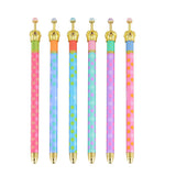 MOACC Set of 6 Princess Crown Premium Gel Ink Pen Lovely Cute Colorful Polka Dots Korean Style Rollerball Roller Ball Pen Fine Point Creative Stationery for Artist School Office Family Use, Black Ink