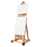 MEEDEN Versatile Studio H-Frame Easel - All Media Adjustable Beech Wood Studio Easel, Painting Floor Easel Stand, Movable and Tilting Flat Available, Holds Canvas Art up to 77"