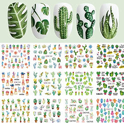 Summer Nail Art Stickers Decals Cactus Nail Stickers Nail Art Supplies Water Transfer Slider Decals Manicure Summer Cactus Nail Art Decoration Watermark Decor Cactus Plant 12 Sheets