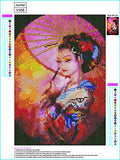 DIY 5D Diamond Painting Kits, Full Drill Crystal Rhinestone Diamond Embroidery Paintings Pictures, Household Arts Craft for Adults - Japanese Geisha 12X16Inch