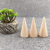 Whale GoGo 10 Pcs Small Natural Wood Cone Ring Display Stands Organizer Holders