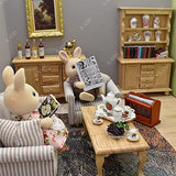 iLAND Miniature Dollhouse Accessories for Dollhouse Furniture, Mini Porcelain Vases and Decorative Plates w/ a Desk Clock (Elegant Rose 11pcs)