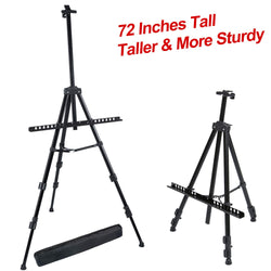T-Sign 72'' Tall Display Easel Stand, Aluminum Metal Tripod Art Easel Adjustable Height from 22-72", Extra Sturdy for Table-Top/Floor Painting, Drawing and Display with Bag, Black