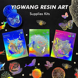 45pcs Resin Stickers of Magic Type for Art Crafts,Shiny Holographic Stickers, Glitter Transparent Stickers - Resin Decoration Accessories for Scrapbook Silicone Resin Molds,Water Bottles, Scrapbook Stickers, Laptop, Bullet Journals