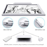 UZOPI Potable Tracing Light Box for Drawing, Battery or USB Powered, Ultra-Thin Dimmable Led Light Pad for Artists Drawing, Sketching, Animation, Diamond Painting, X-ray Viewing