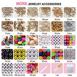 7220 Pcs Polymer Clay Beads Bracelets Making Kit, 24 Colors 6000 Pcs Flat Heishi Beads with Pendant Charms Complete Alphabet Smiley Face Beads Elastic Strings for Jewelry Making Set Necklace DIY Gift