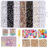 Siomia Bracelet Making Kit 1400pcs Round Acrylic Letter Beads 4x7mm A-Z Alphabet Beads with 2350pcs Clay Beads Jewelry Making Kit with Gift Pack(Mixed Color)